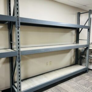 Used Pallet Rack Shelving Stater Unit: 96″H X 24″D X 96″L with 3 shelves